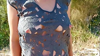 Juli walks in transparent dress